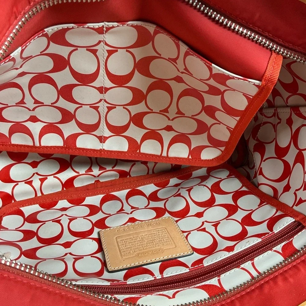 Coach Hampton Vintage‎ Nylon Vibrant Red Orange Tote Bag